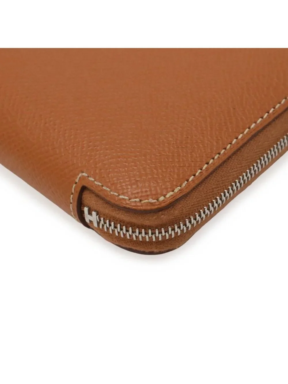 Hermes Azap Silk'in Compact Coin Purse Zip Around Veau Epsom Cognac